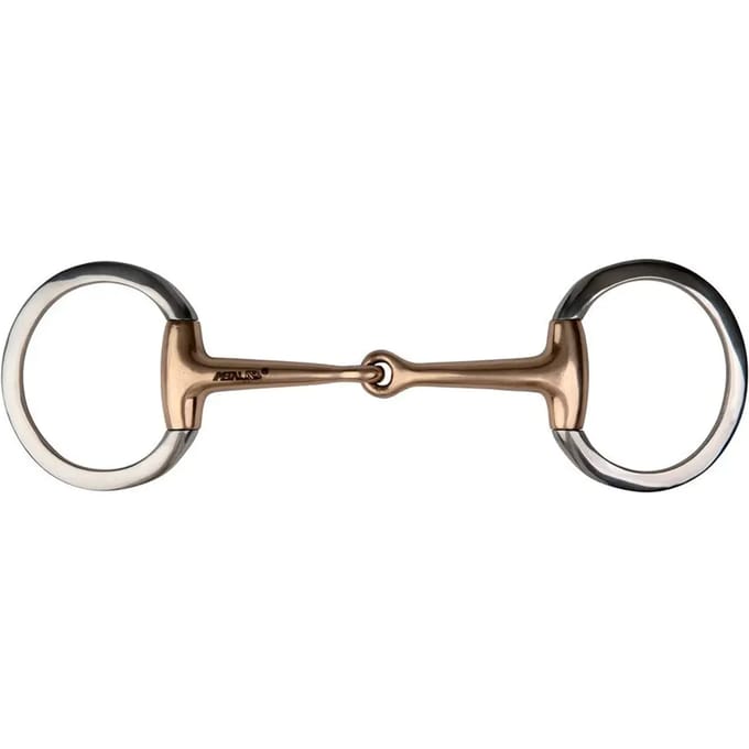 Koperen olijfbit met platte ring voor paarden Metalab