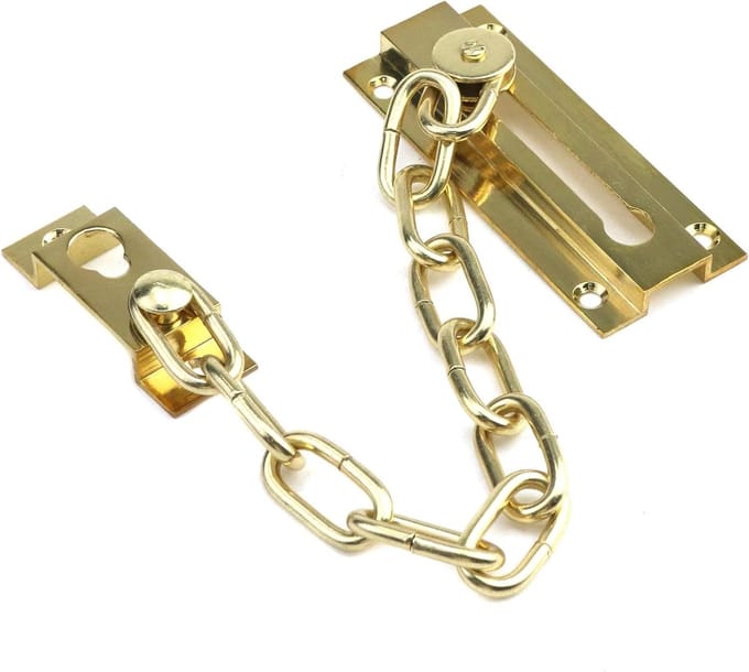 Deurslot Ketting - Veiligheidsketting Deur - Extra Beveiliging - Massief Messing - 20cm Ketting - Goud