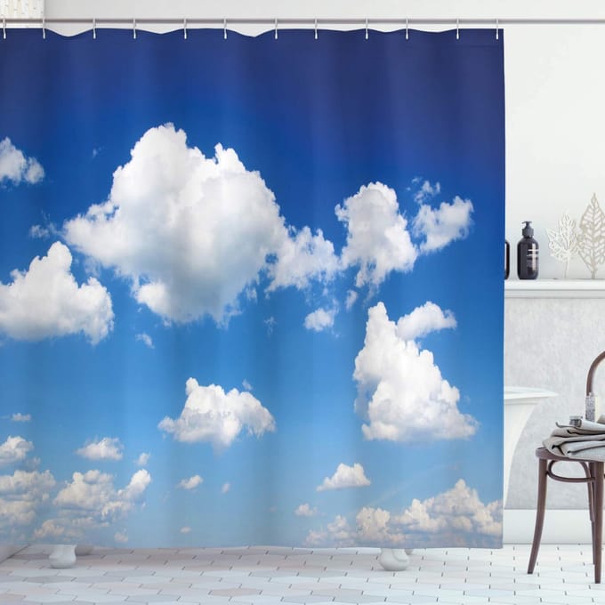 ABAKUHAUS Blauwe hemel Douchegordijn – 175x200 cm – Polyester