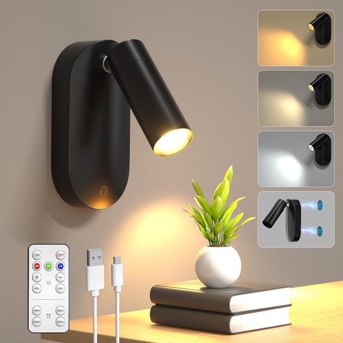 Draadloze LED Wandspot met Schakelaar - Instelbare Kleurtemperatuur - Oplaadbare Accentverlichting