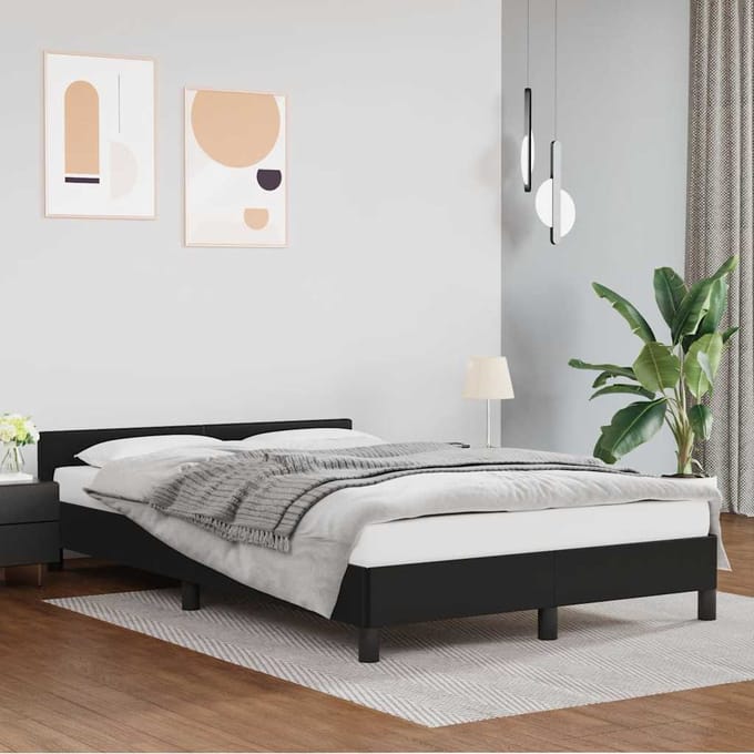 vidaXL - Bedframe - met - hoofdeinde - zonder - matras - 120x200 - cm - zwart