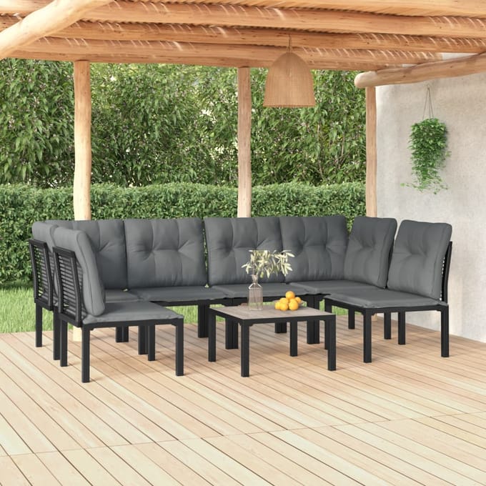 vidaXL - 7-delige - Loungeset - poly - rattan - zwart - en - grijs