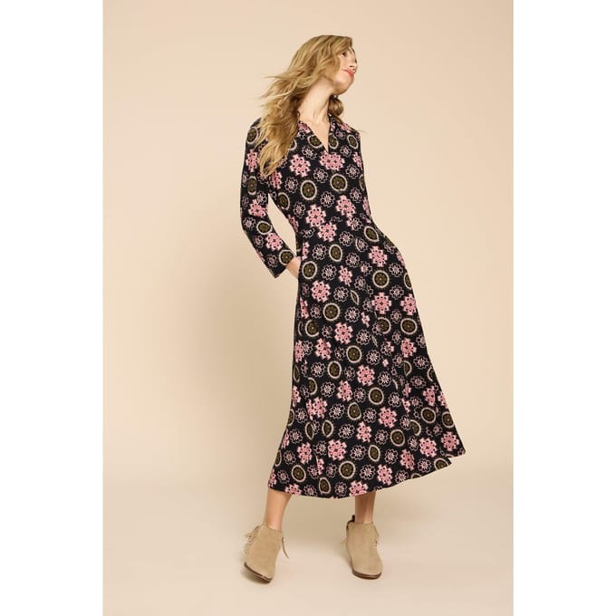 White Stuff Ada Jersey Shirt Dress Black Multi Größe: 24 REGULAR | Blusenkleider Outlet | Damen | Schwarz