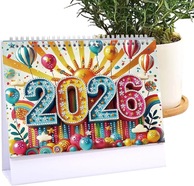 Bureau Kalender - Maandplanner 2026 - Jaar Plannen - Elegant Ontwerp - 26 x 19 x 4 cm - Multicolor