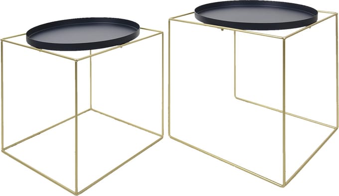 Clayre & Eef Bijzettafel Set van 2 Goudkleurig Ijzer Plantentafel