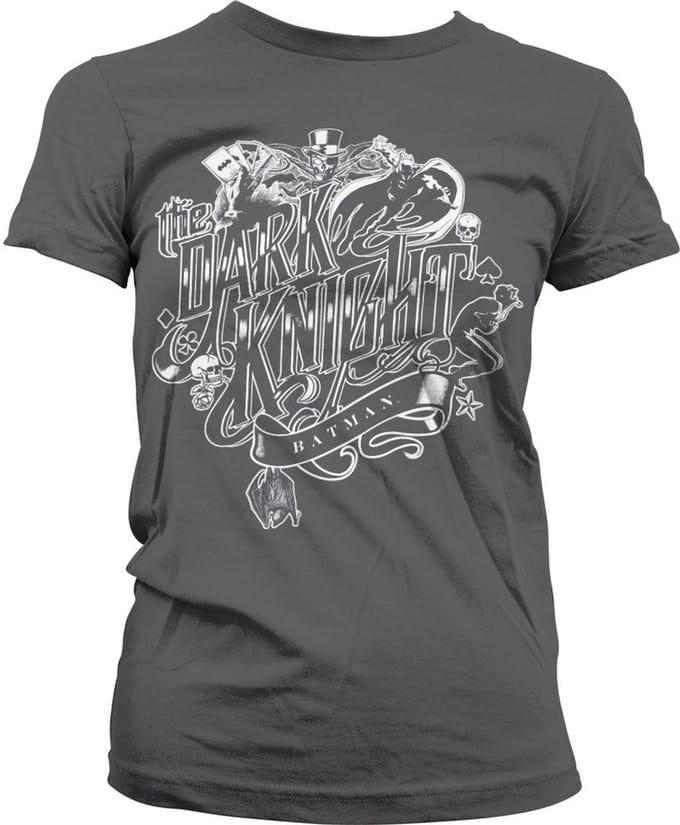 Batman Inked Dark Knight Girly T-shirt voor dames, donkergrijs
