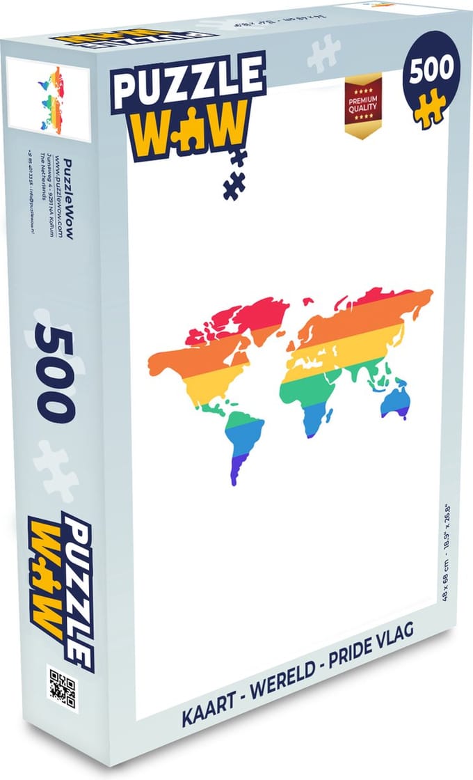 Puzzel Kaart - Wereld - Pride vlag - Legpuzzel - Puzzel 500 stukjes