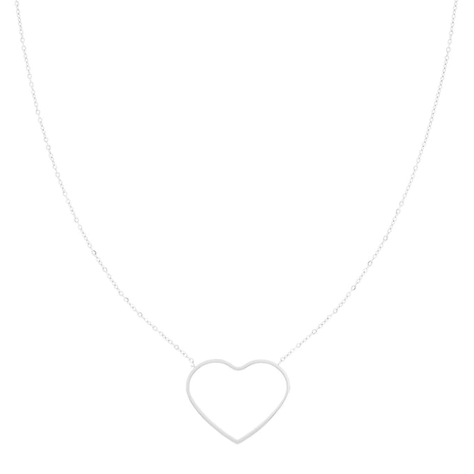 OOZOO Jewellery - zilverkleurige ketting met groot hart - SN-2027