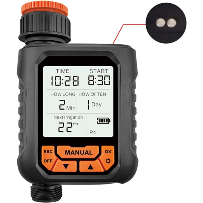 Minuterie d'arrosage extérieure pour tuyau d'arrosage, 1 sortie, grand écran LCD, programmable With Rain Sensor black