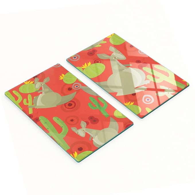 Multifunctionele decoratieve glazen borden met kangoeroeprint 2x30x52 cm