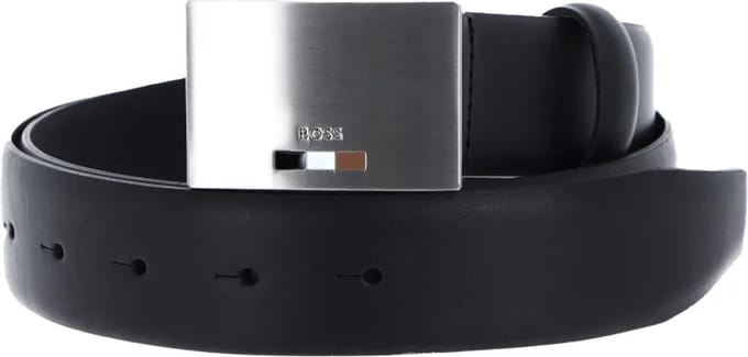 BOSS Leren Riem Strom Icon En Sz35 Leather Belt W90 Black Zwart