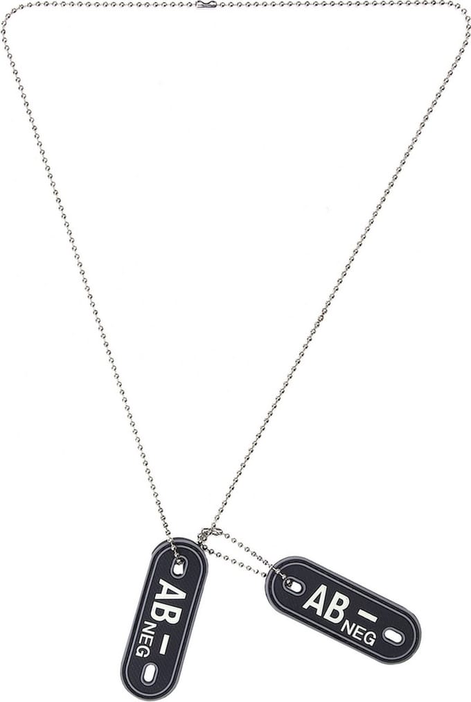 101inc Dog tag PVC Bloedgroep AB- negatief zwart