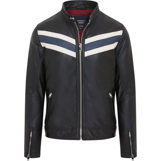 Heren Zwarte Café Racer Biker Leren Jack - Aniak