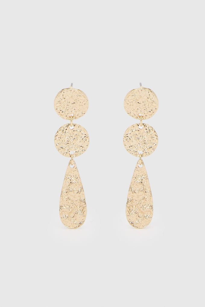 boohoo Dames Gehamerde Traan Oorbellen | Goud