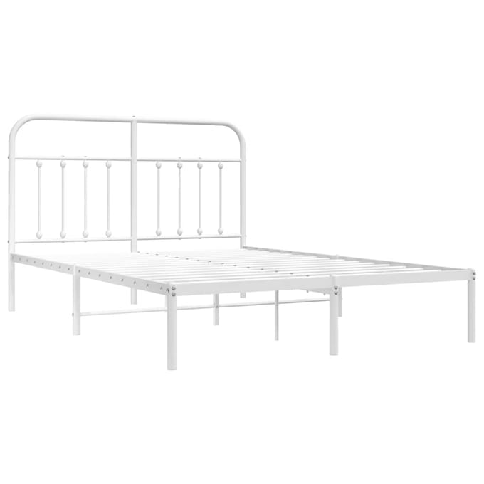 vidaXL - Bedframe - met - hoofdbord - metaal - wit - 140x200 - cm