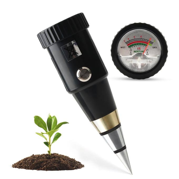 2 in 1 Bodem PH en Vochtmeter Pointer Bodem PH Tester Bodemvochtmeter met Waterdichte Pakking zwart