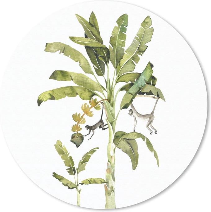 Muismat rond 20x20 cm - Mousepad Jungle - Palmboom - Aap - Ronde muismatten