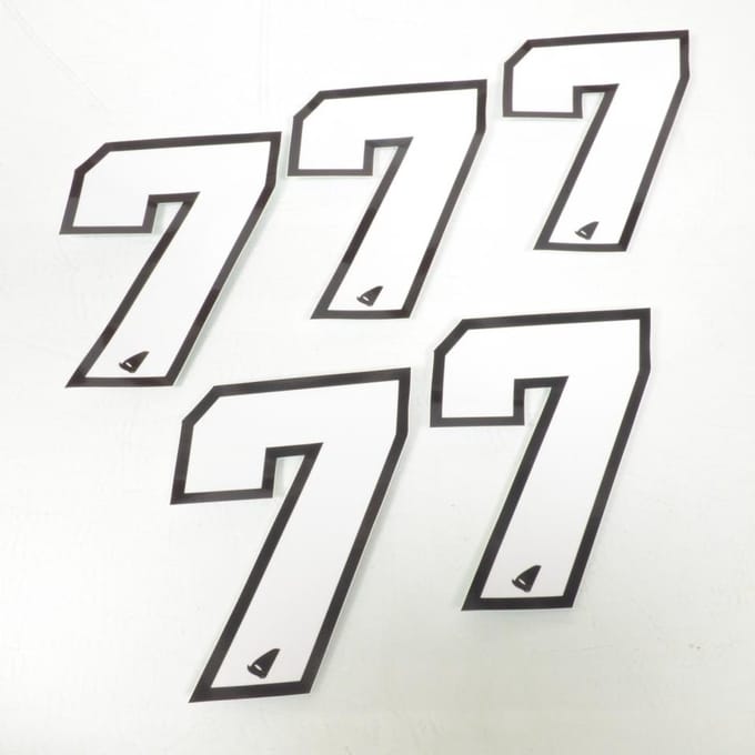 Sticker UFO voor motor Numero 7 wit 130x98mm Nieuw