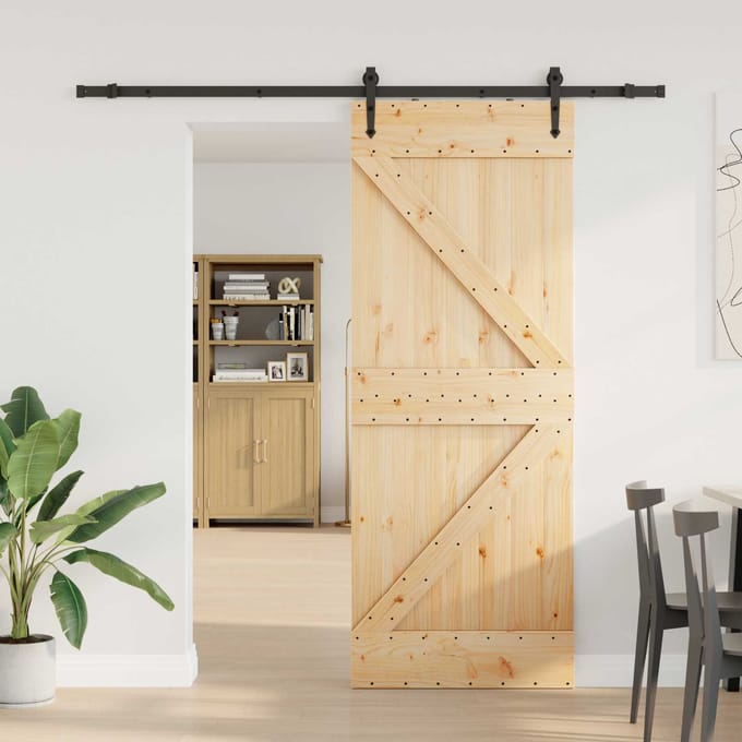 vidaXL - Schuifdeur - NARVIK - Naturel - en - Zwart - 80 - x - 210 - cm - (213,5 - cm)