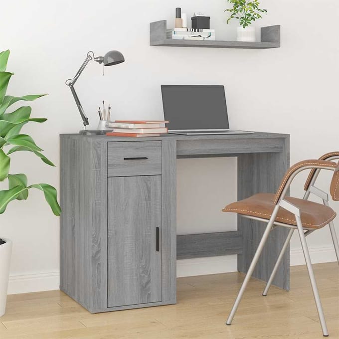 vidaXL - Bureau - 100x49x75 - cm - bewerkt - hout - grijs - sonoma - eikenkleurig