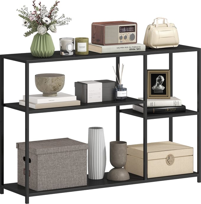 HOMCOM-Konsolentisch-Stahl-110L x 30B x 75H cm-Schwarz