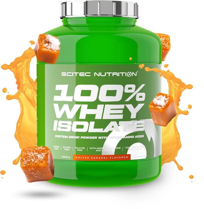 Scitec Nutrition® - 100% Whey Isolate (1816 gram - Salted Caramel) - Caramel-zeezout - 72 eiwitshakes - whey protein isolate - whey isolaat - poeder