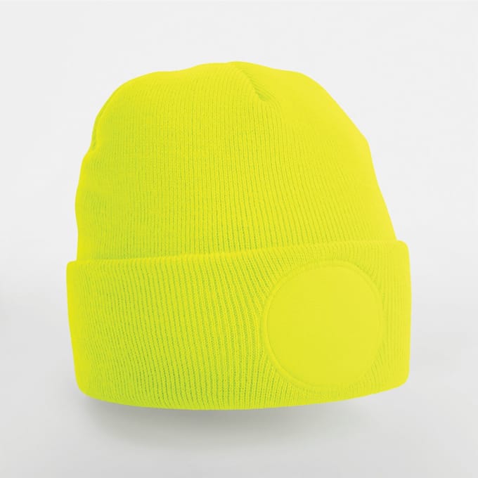 Beechfield Muts met ronde patch B446 - Fluorescent Yellow - One size