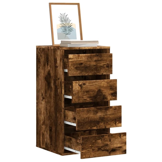 vidaXL - Ladekast - 40x41x76 - cm - bewerkt - hout - gerookt - eikenkleurig
