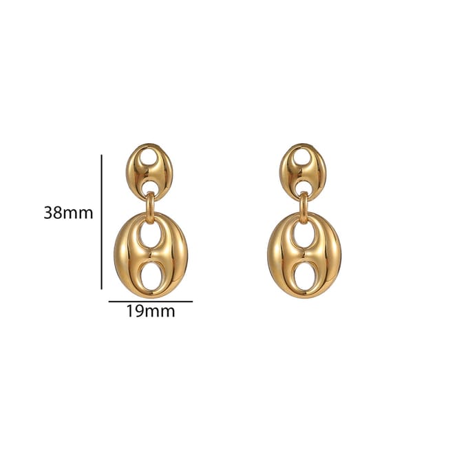 Go Dutch Label Oorknoppen Big Double Button Dangle Goud