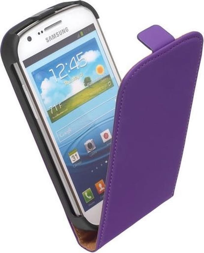 LELYCASE Flip Case Lederen Hoesje Samsung Galaxy Express Paars