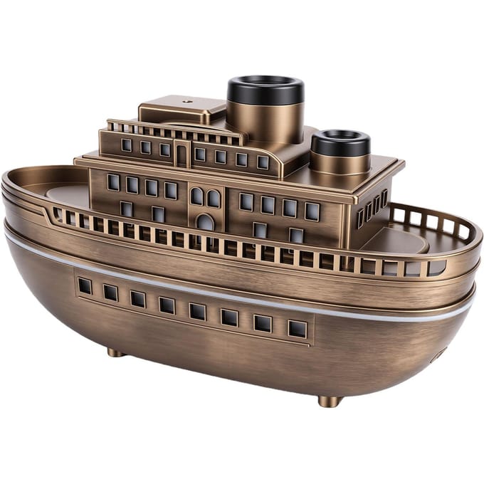 300ML Scheepsmodel Aromatherapie Olie Diffuser Koele Mist Luchtbevochtiger met Automatische Uitschakeling 2H 4H Timer voor Huis Slaapkamer black