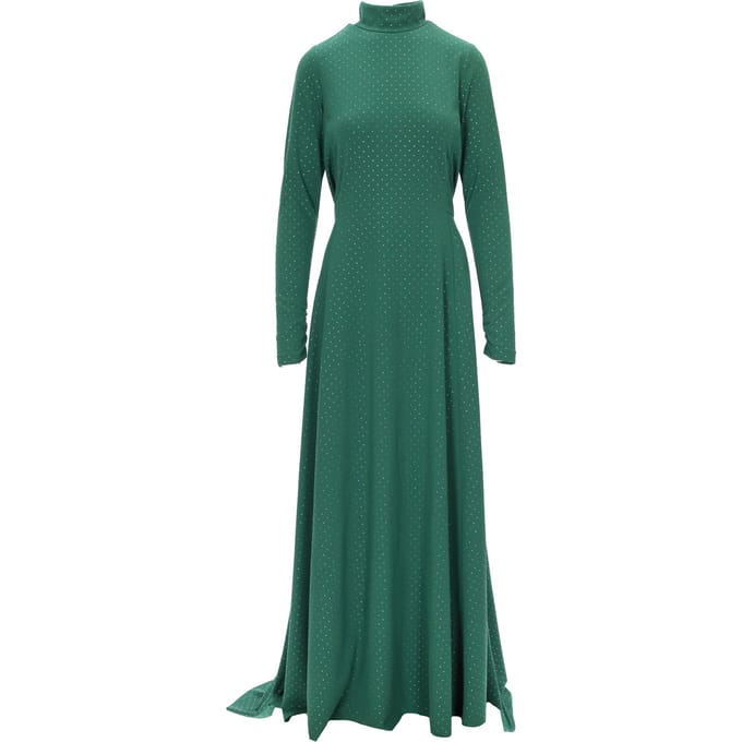 Marc Jacobs groene lange avondjurk met kristallen - jaren 2010
