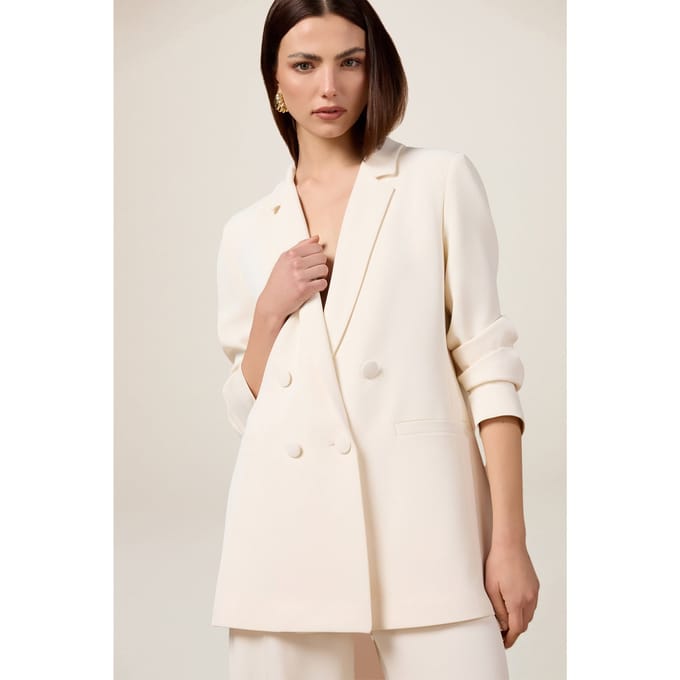 Oltre Double-breasted Blazer In Crepe Fabric White Maat: 36 | Blazers Outlet | Dames | Wit