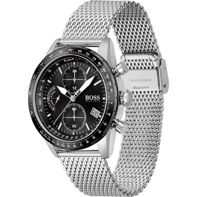 Montre Chronographe Hugo Boss 1513886 Édition Pilote pour Homme 44 argenté