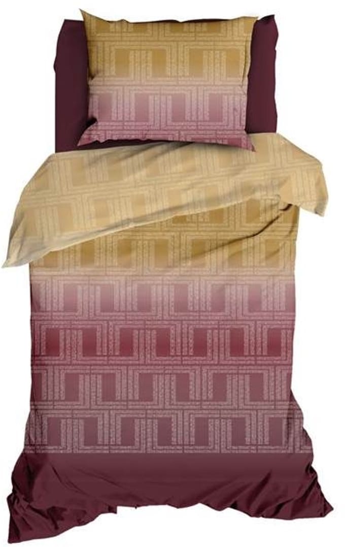Satin d'Or Albenga Dekbedovertrek - Eenpersoons - 140x200/220 cm - Bordo/Gold