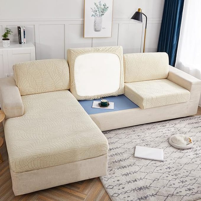 Housse de siège de canapé Housse de coussin de siège de canapé d'angle Housse extensible Couleur unie Housse de canapé Housse de coussin de canapé Protecteur de meubles 1PC Normal Size-1