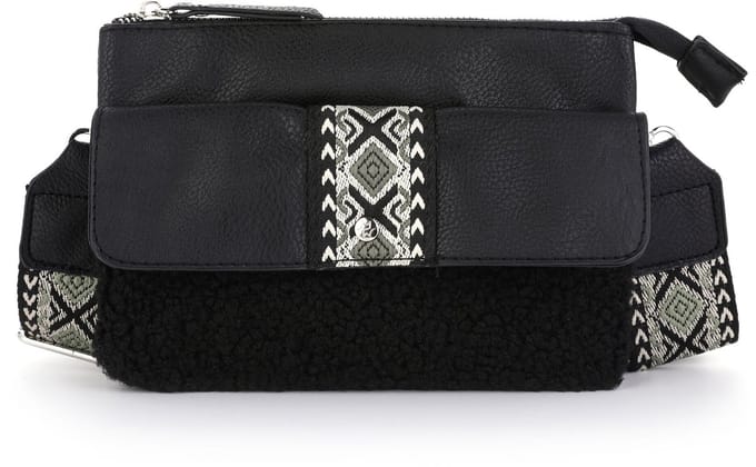 Boho Schoudertasje Teddy Zwart - PU Leer - met Luxe Verstelbare Schouderband - 22x16cm