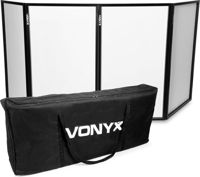 DJ Booth - Vonyx DB2 DJ scherm inclusief tas - Set met 4 panelen van 120 x 70cm met tas - Wit