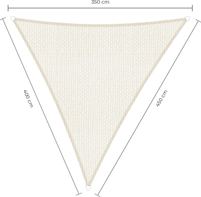 Sunfighters langhoek schaduwdoek - 3,5 x 4 x 4,5 m - Wit - Waterdoorlatend