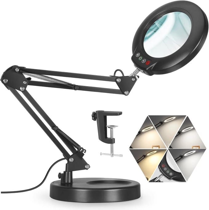 Vergrootglas met LED-lamp en standaard - 10x vergroting voor knutselen