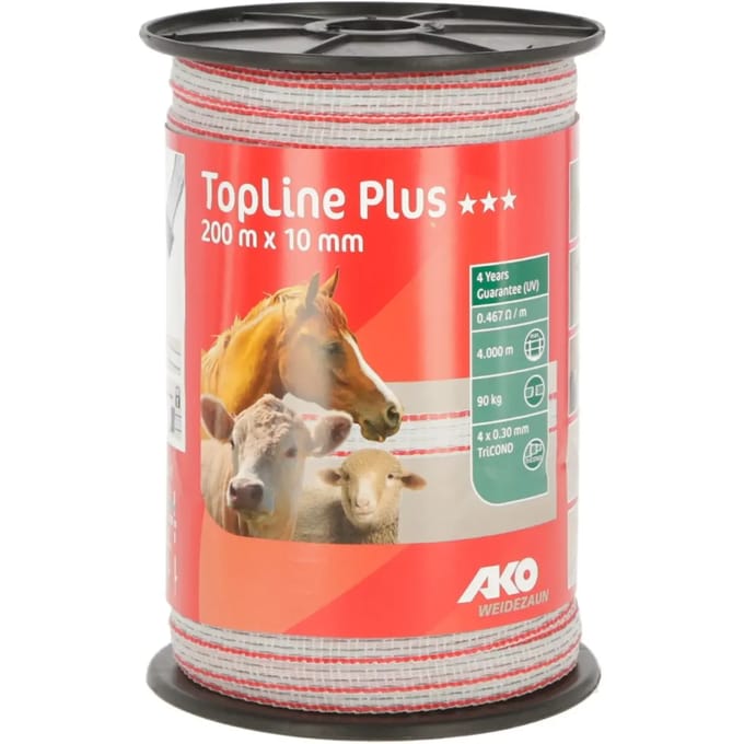 Ako Topline Lint Wit/rood 10mm 200mtr