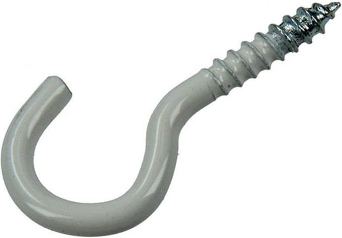 Schroefhaak Wit 5 stuks 3,5 x 20 mm. lang. Sam ophanghaak