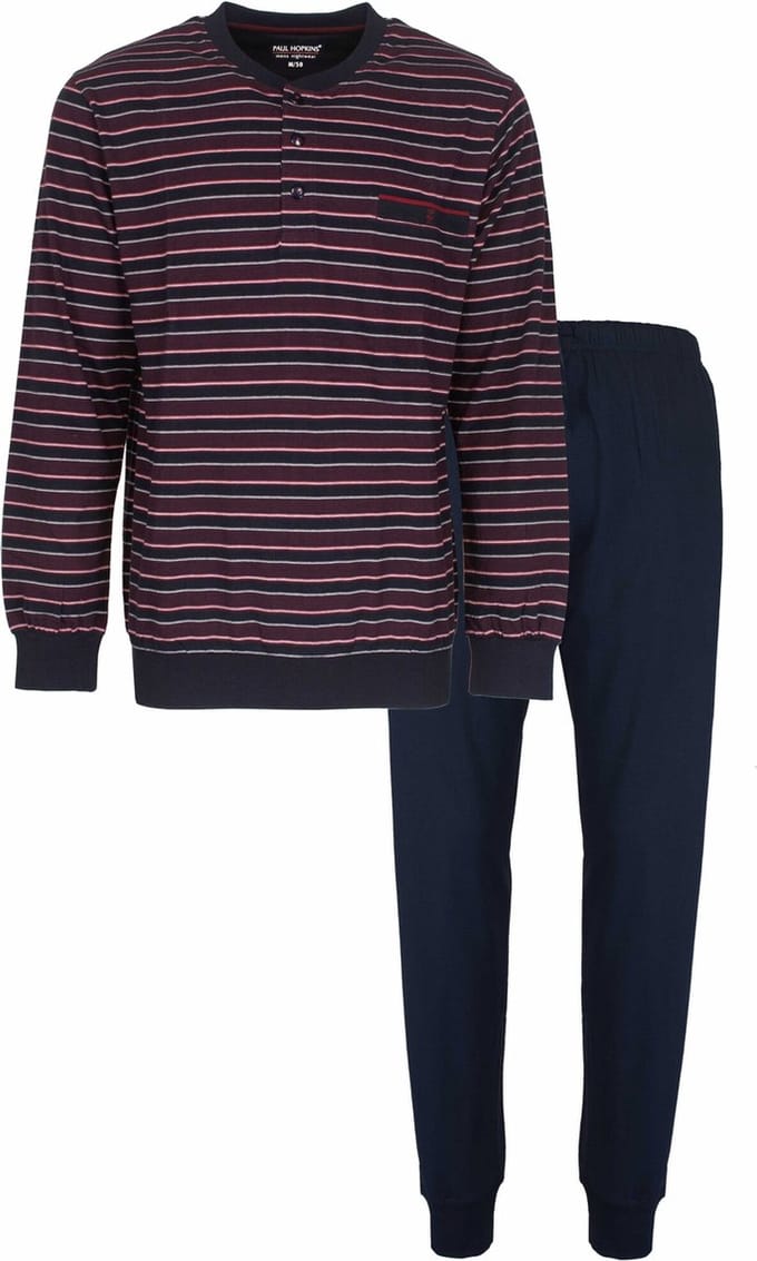 Paul Hopkins Heren Pyjama - Polo sluiting - Donker Blauw - Maat S