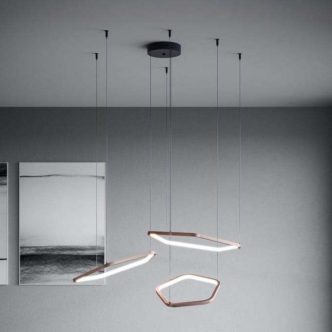Stars of Light LED hanglamp Estrella, brons, 3-lamps, CCT