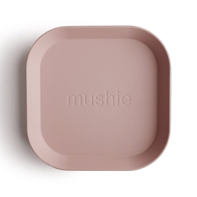 Mushie - Kinderservies Borden Vierkant (Set van 2) - Borden - Blush