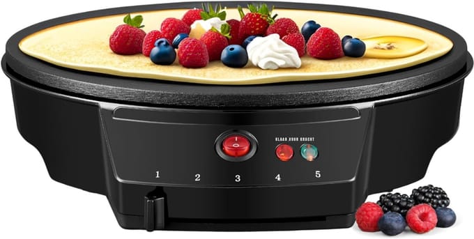 QORA® Pannenkoekenmaker - Pancake maker - Pannenkoek - Zwart - ‎36cm x 30cm x 8cm