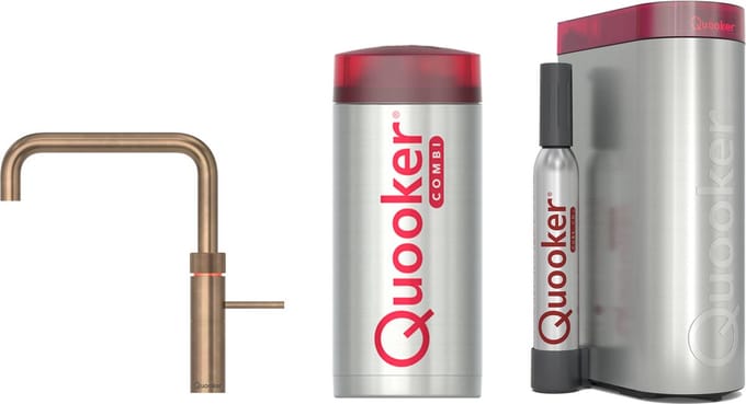 Quooker Fusion Square Messing Patina Combi+ Boiler + CUBE