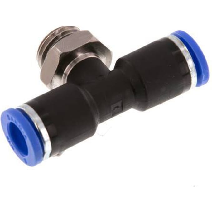 8mm x G1/4'' inline T-stuk Messing/PA 66 Insteekfitting Buitendraad Draaibaar NBR [2 Stuks]