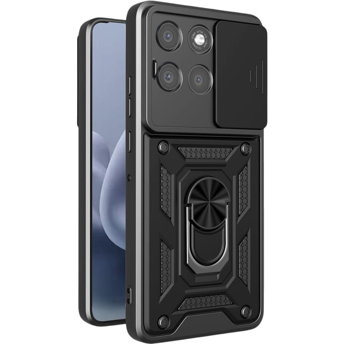 CaseBody Motorola Moto G67 / G77 Shield Case met Camera-schuif Zwart