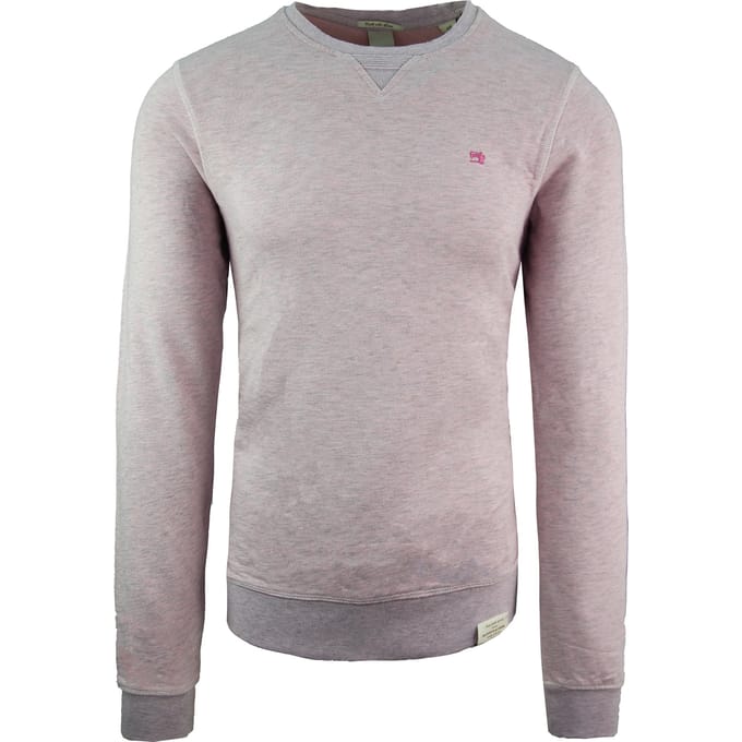 Scotch & Soda Garment-Dyed Logo Katoenen Sweatshirt Roze Heren Pullover 142567 1282